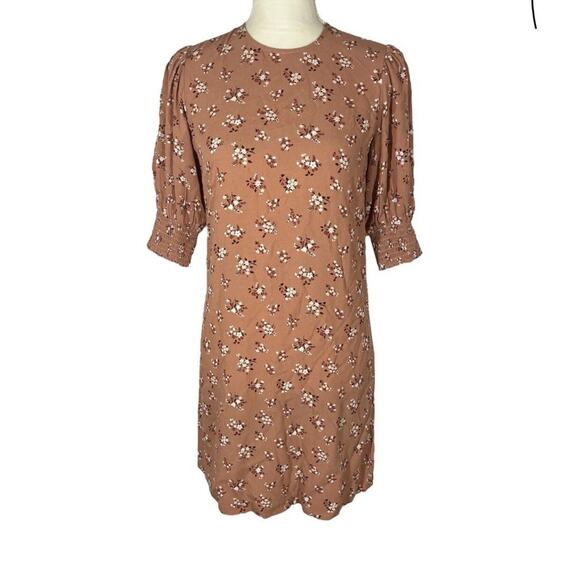 Reformation Lea Mini Dress Ina Floral Puff Sleeve Round Neck Small Twee Fall S14 - Picture 4 of 11